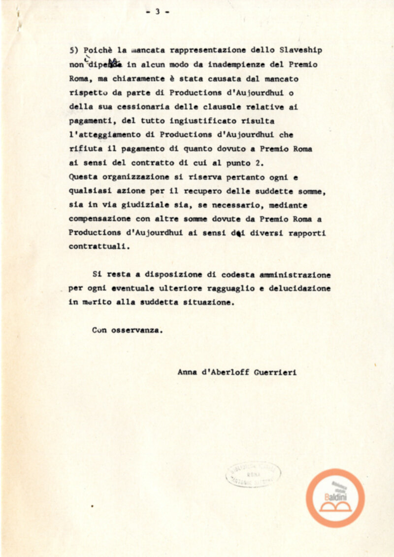 Slaveship - corrispondenza