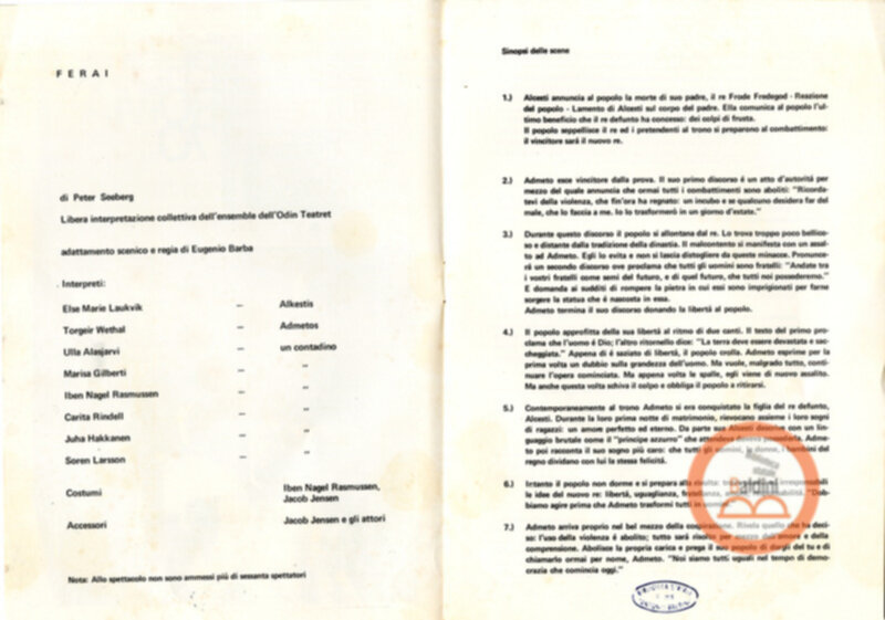 Premio Roma '70 - programma spettacolo Ferai