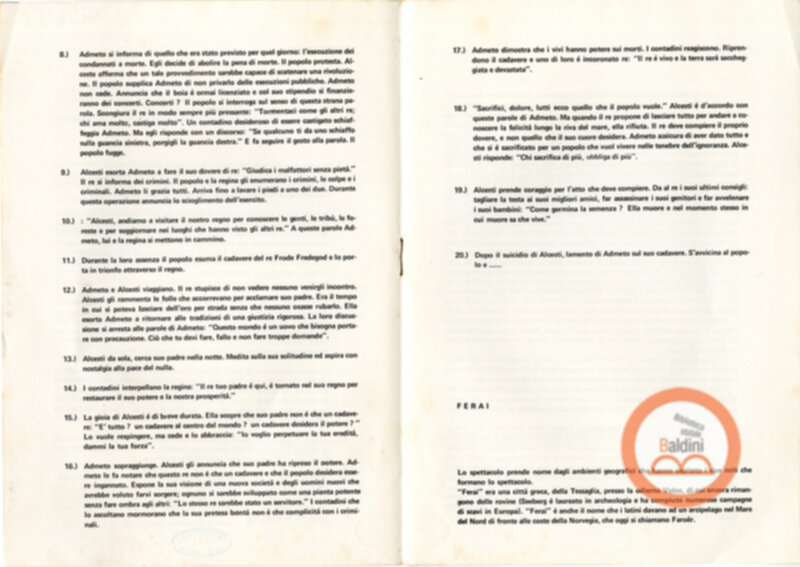 Premio Roma '70 - programma spettacolo Ferai