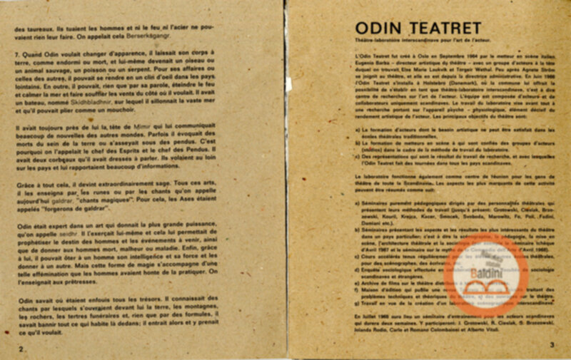 Odin Teatret. Théâtre-laboratoire interscandinave pour l'art de l'acteur