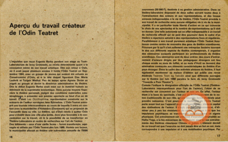 Odin Teatret. Théâtre-laboratoire interscandinave pour l'art de l'acteur