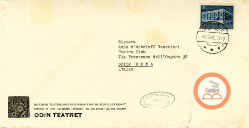 Premio Roma '70 - Corrispondenza con Eugenio Barba e Kim Jensen