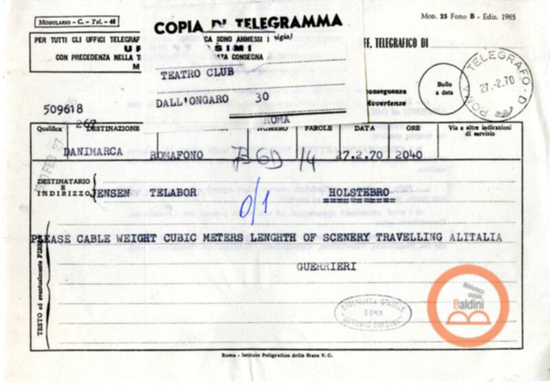Premio Roma '70 - Corrispondenza con Eugenio Barba e Kim Jensen