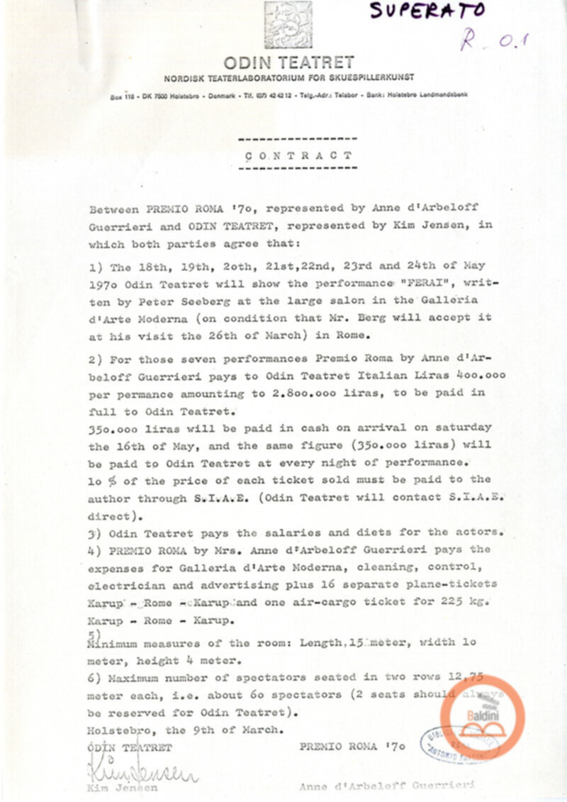 Premio Roma '70 - contratto con Kim Jensen