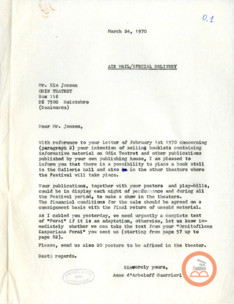 Premio Roma '70 - corrispondenza