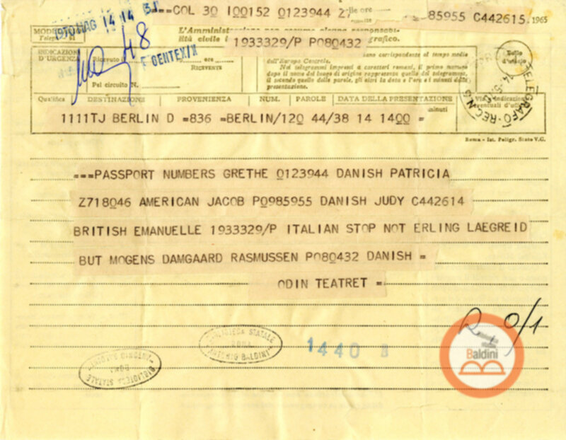 Eugenio Barba e Kim Jensen - corrispondenza