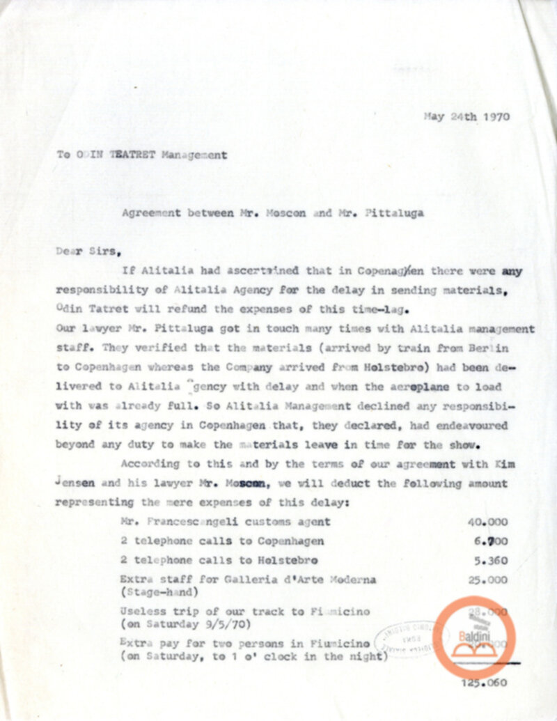 Eugenio Barba e Kim Jensen - corrispondenza