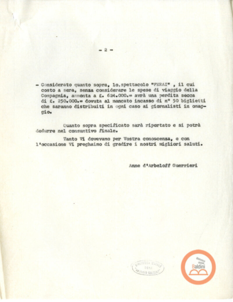 Spettacolo Ferai - accordi con la GNAM