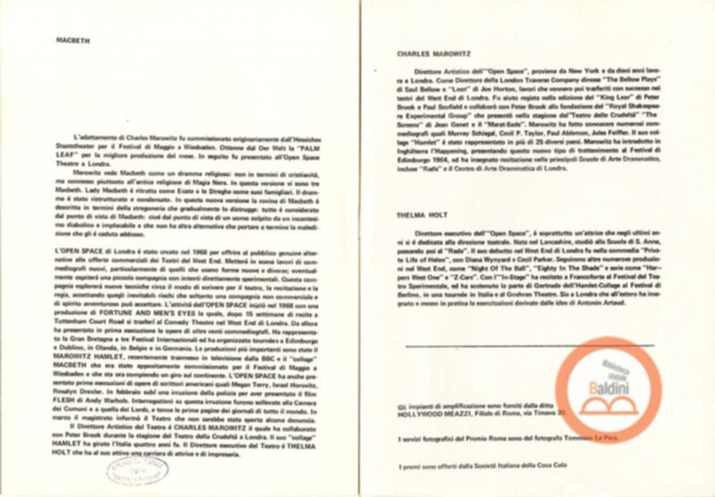 Premio Roma '70 - spettacolo Macbeth