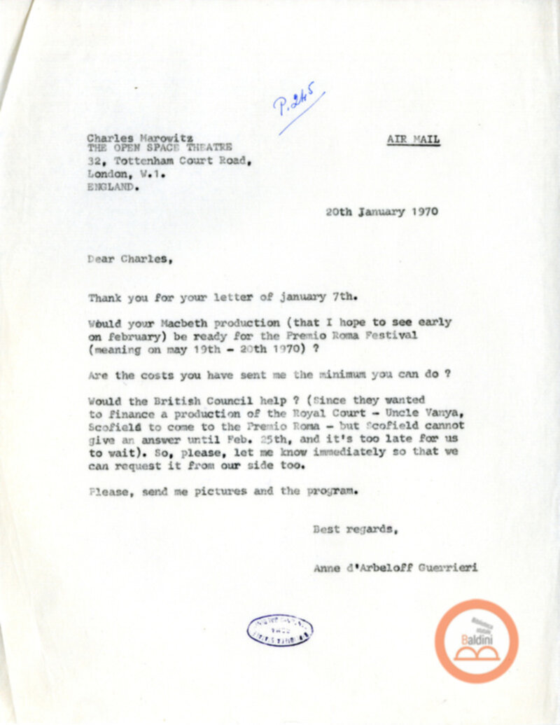 Spettacolo Macbeth - corrispondenza