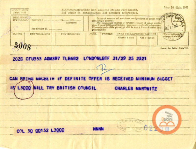 Spettacolo Macbeth - corrispondenza