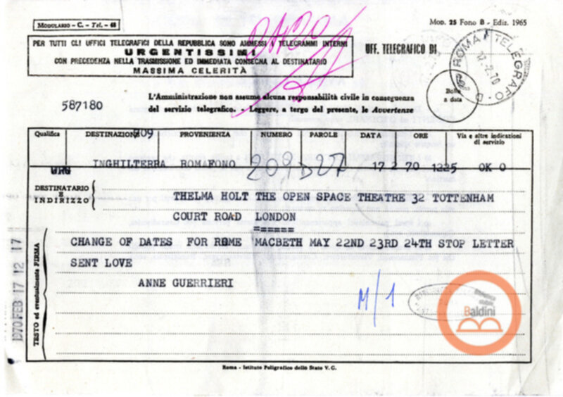 Spettacolo Macbeth - corrispondenza