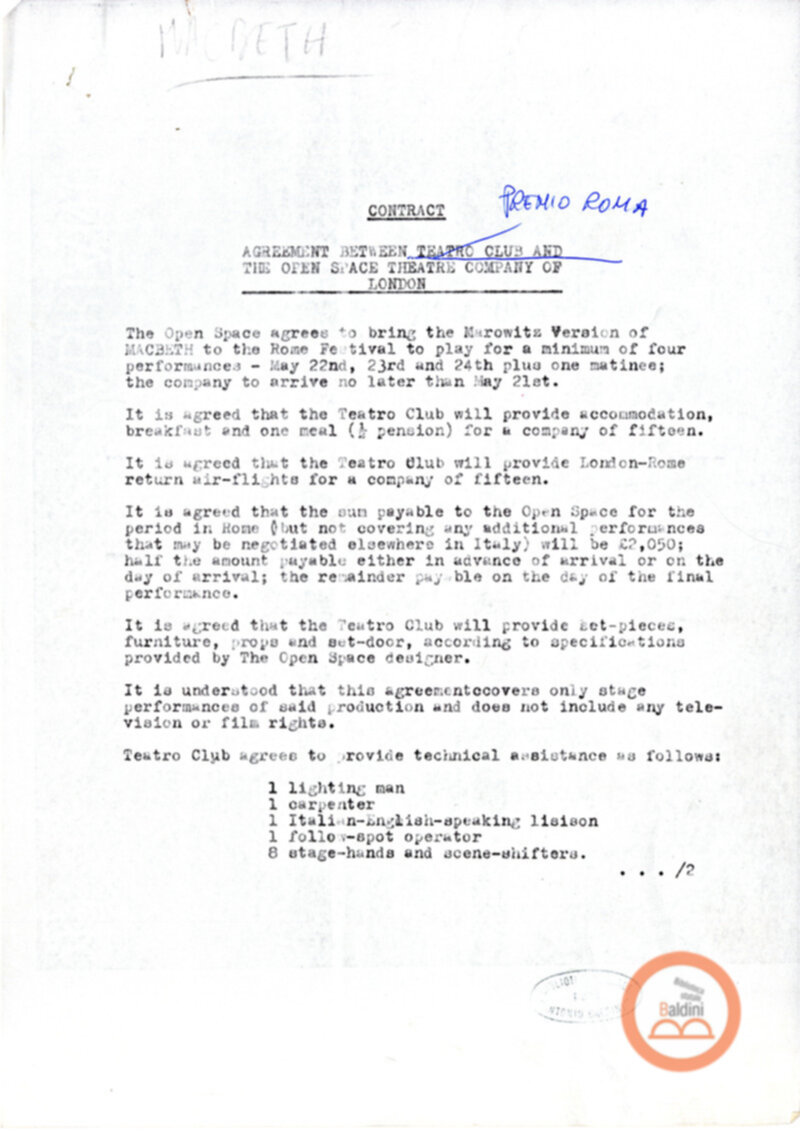 Spettacolo Macbeth - corrispondenza