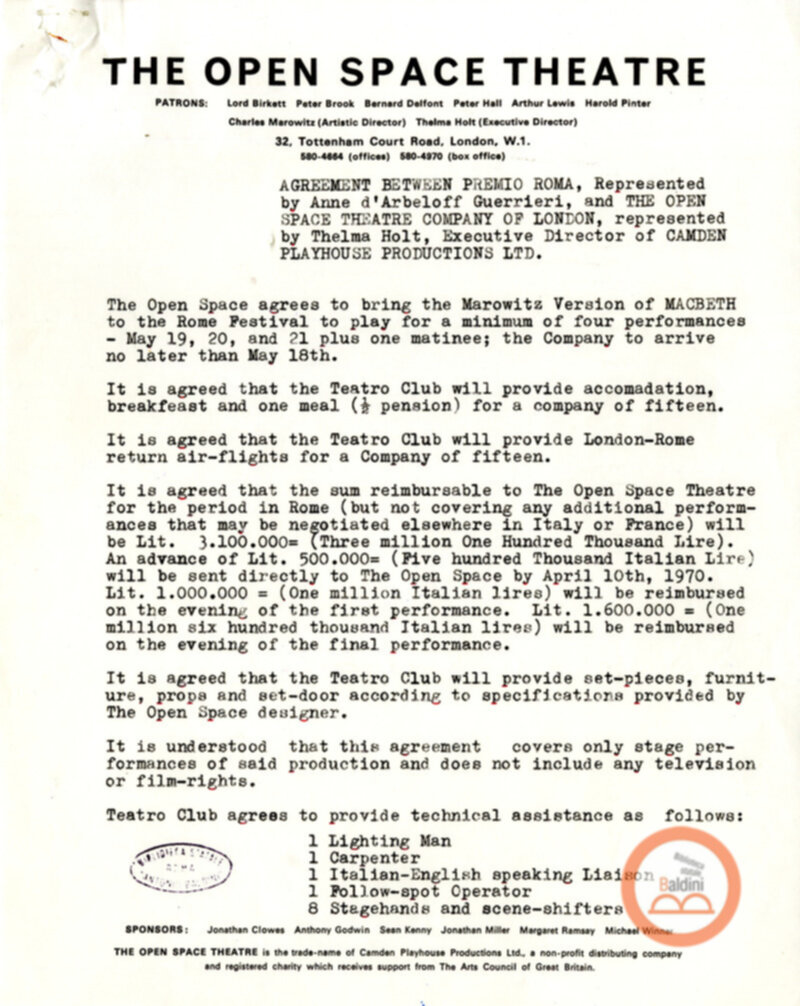 Spettacolo Macbeth - corrispondenza