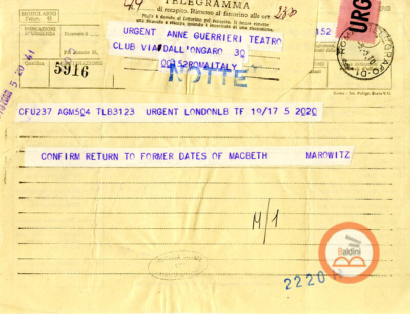Spettacolo Macbeth - corrispondenza