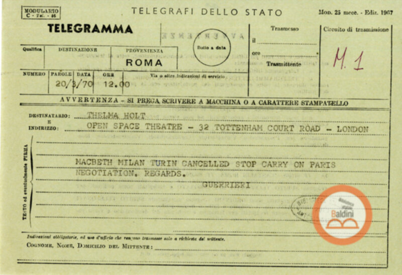 Spettacolo Macbeth - corrispondenza