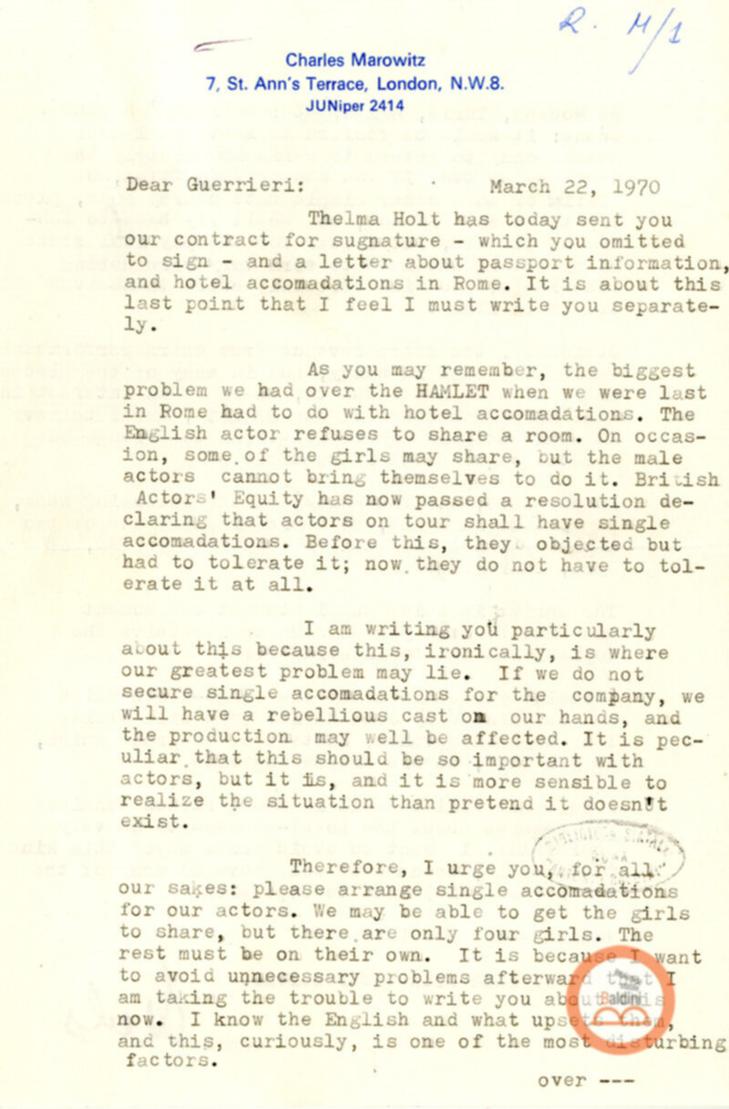 Spettacolo Macbeth - corrispondenza