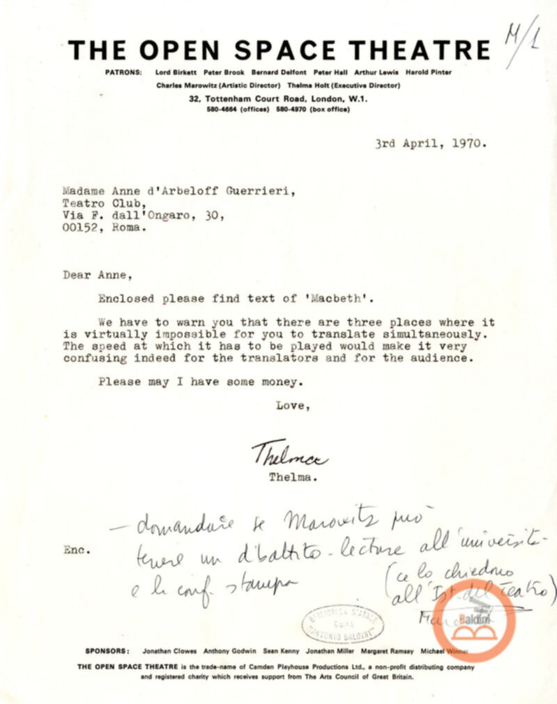 Spettacolo Macbeth - corrispondenza