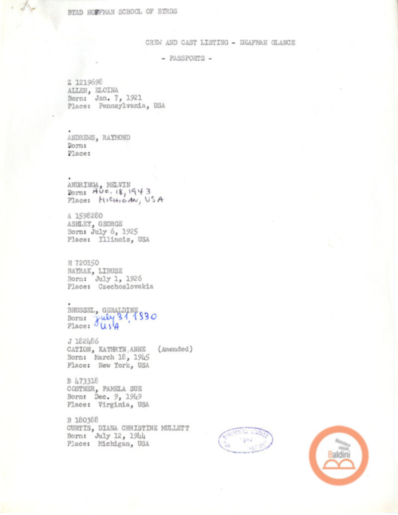 Compagnia del Byrd Hoffman School of Byrds - passaporti