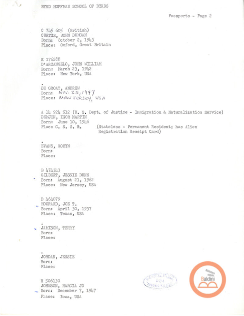 Compagnia del Byrd Hoffman School of Byrds - passaporti