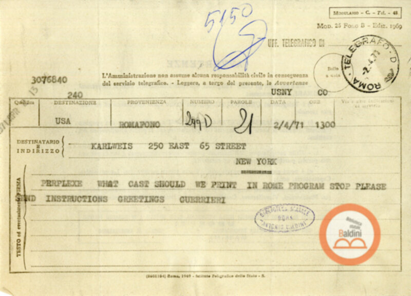 Premio Roma '71 - corrispondenza con Ninon Tallon Karlweis