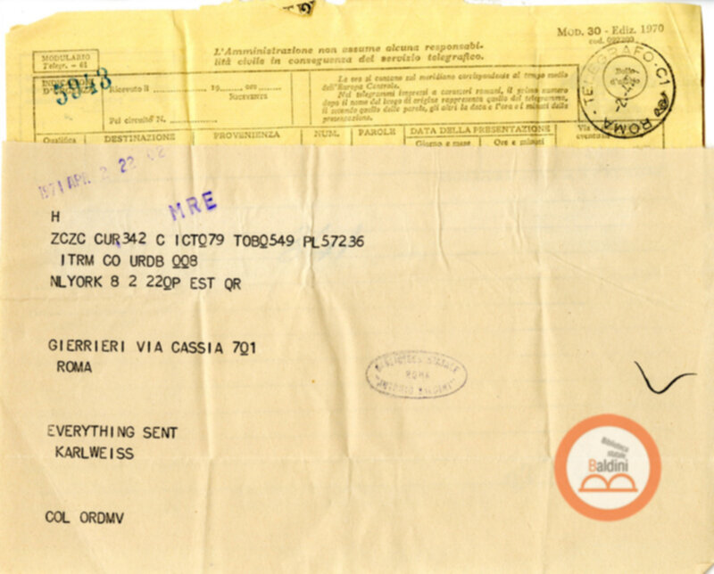 Premio Roma '71 - corrispondenza con Ninon Tallon Karlweis