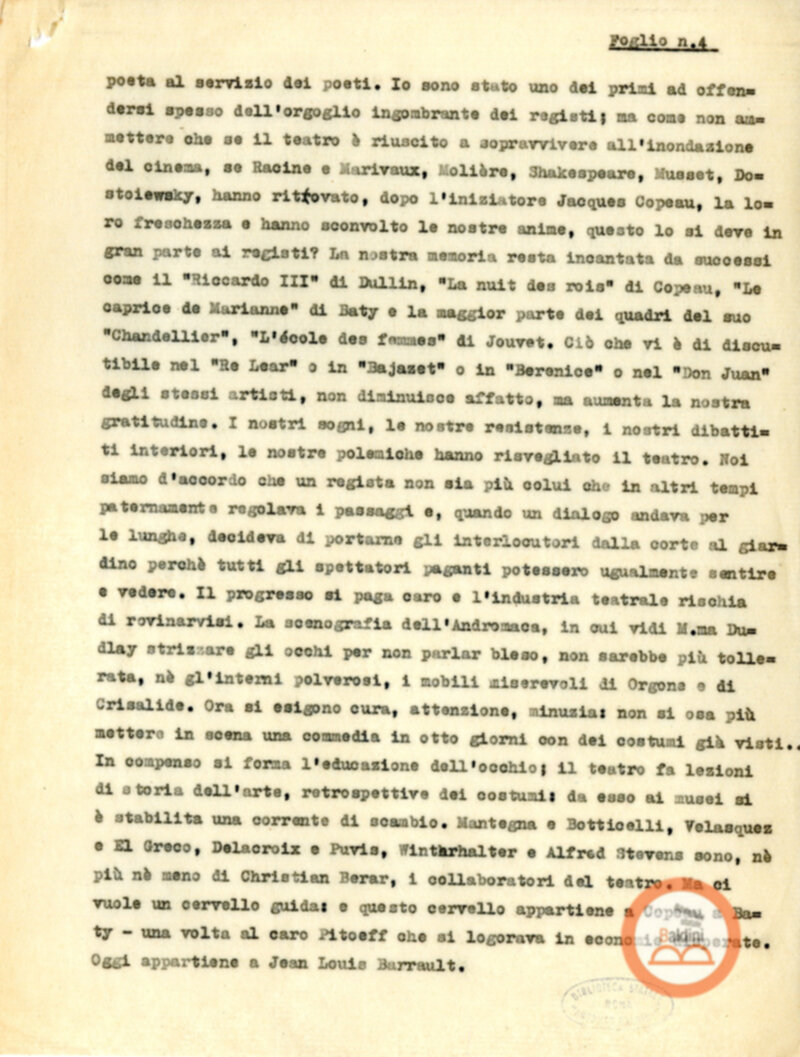 Compagnia Renaud Barrault - presentazioni degli artisti