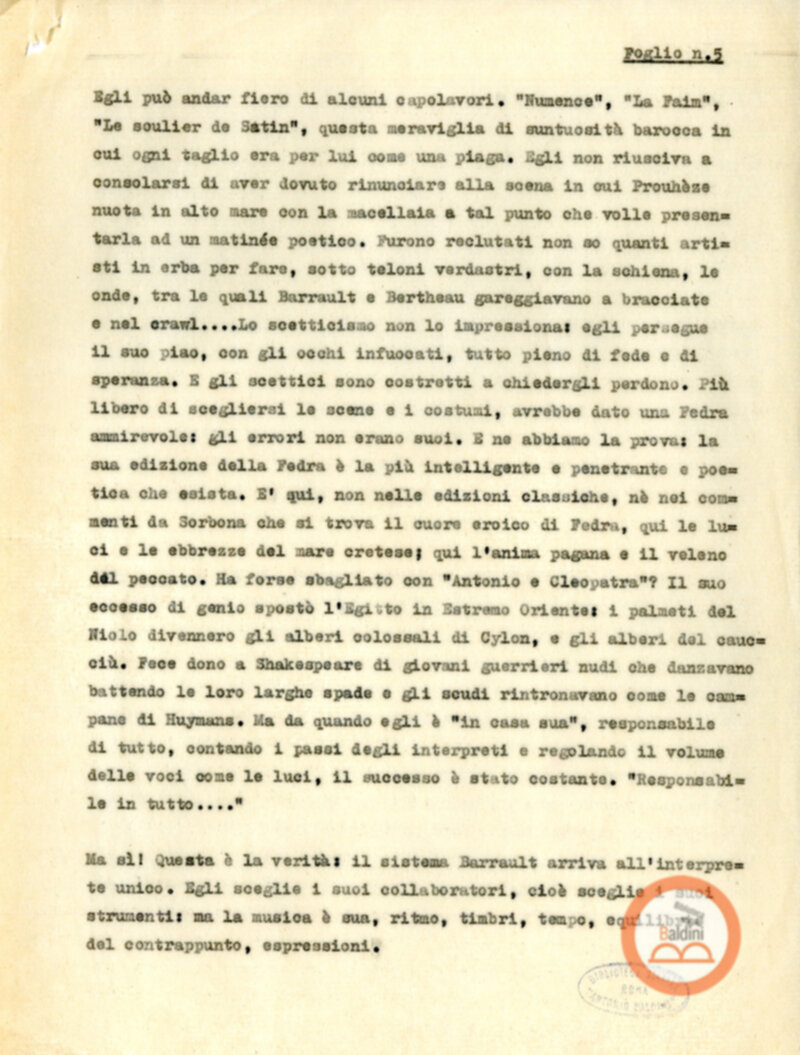 Compagnia Renaud Barrault - presentazioni degli artisti