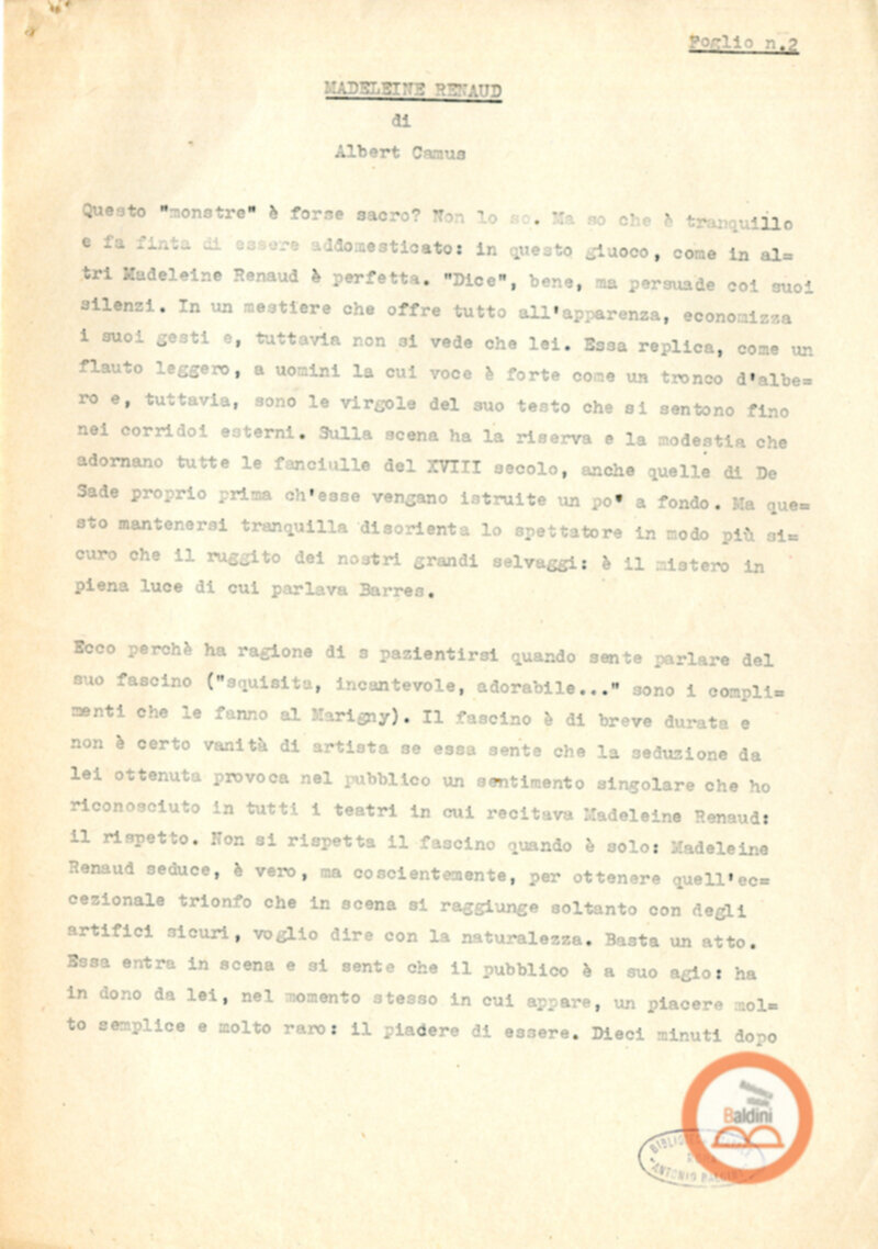 Compagnia Renaud Barrault - presentazioni degli artisti