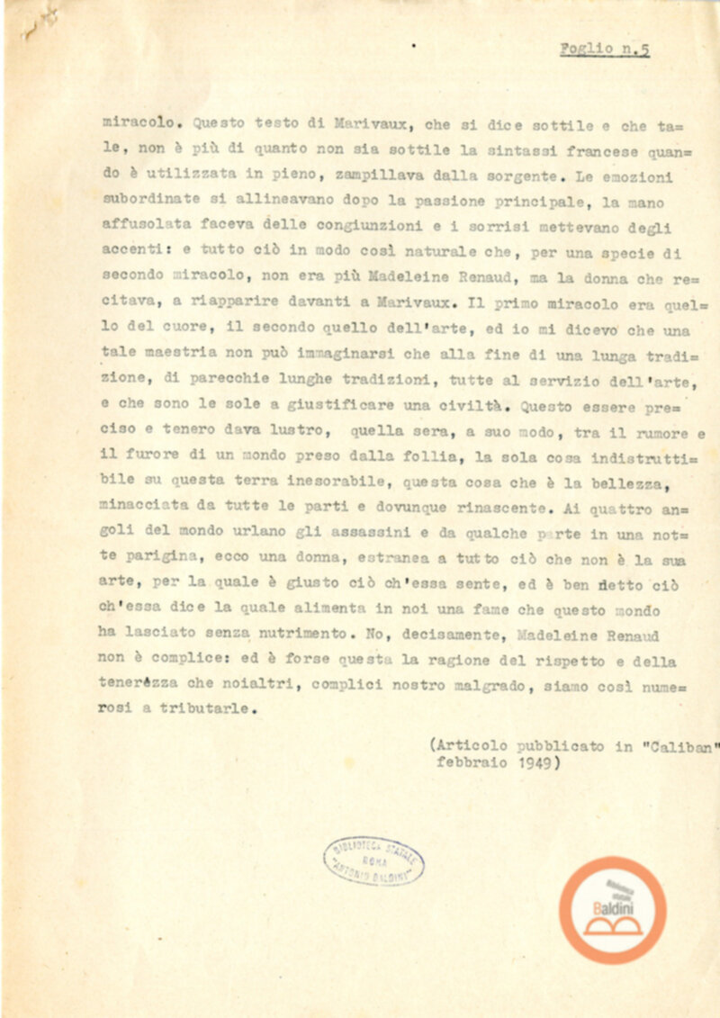 Compagnia Renaud Barrault - presentazioni degli artisti