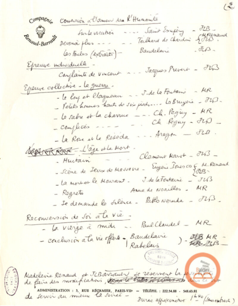 Spettacolo "La vie offerte" - appunti