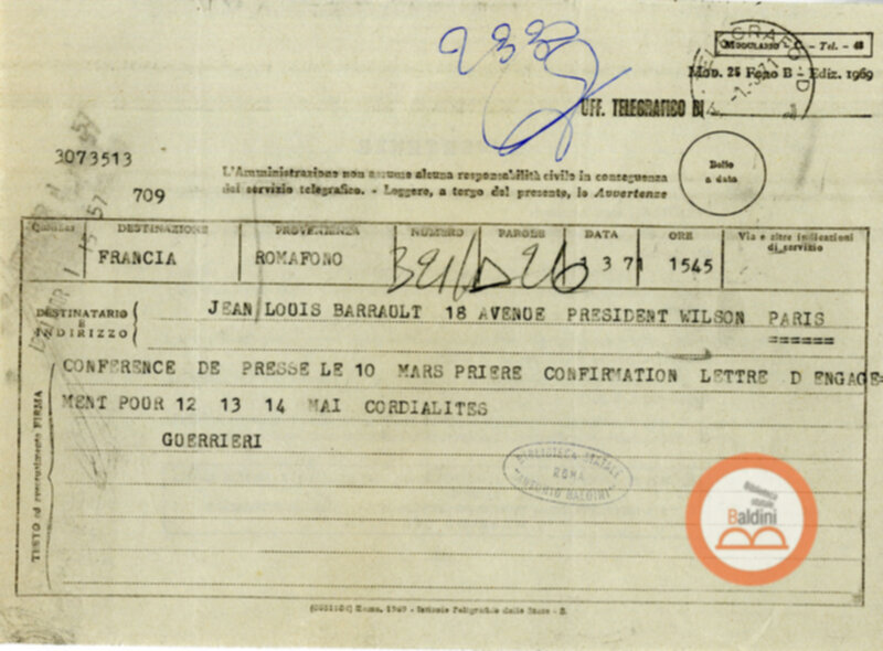 Corrispondenza con Renaud e Barrault