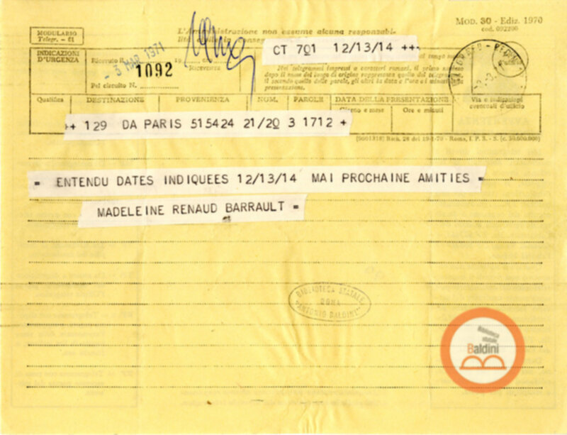 Corrispondenza con Renaud e Barrault