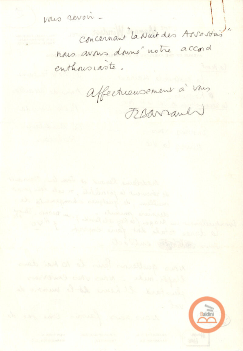 Corrispondenza con Renaud e Barrault