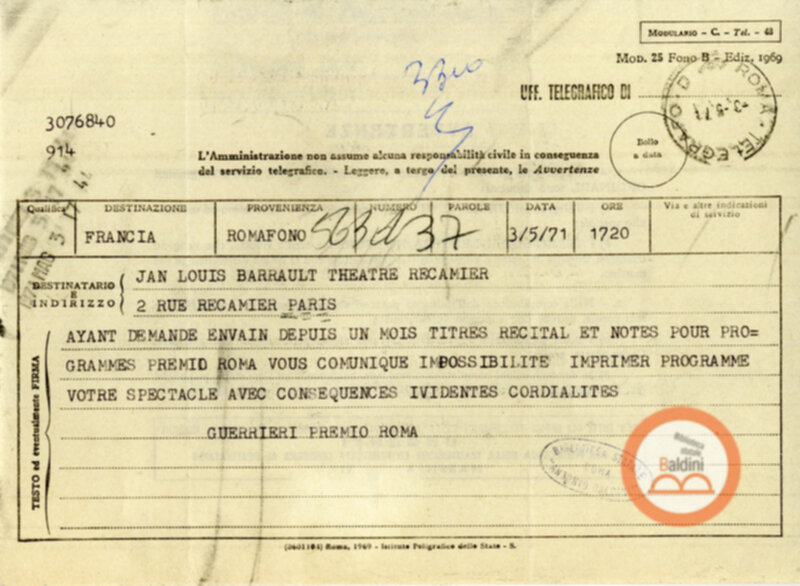 Corrispondenza con Renaud e Barrault