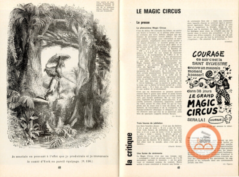 Gli ultimi giorni di solitudine di Robinson Crusoe del Grand Magic Circus - programma
