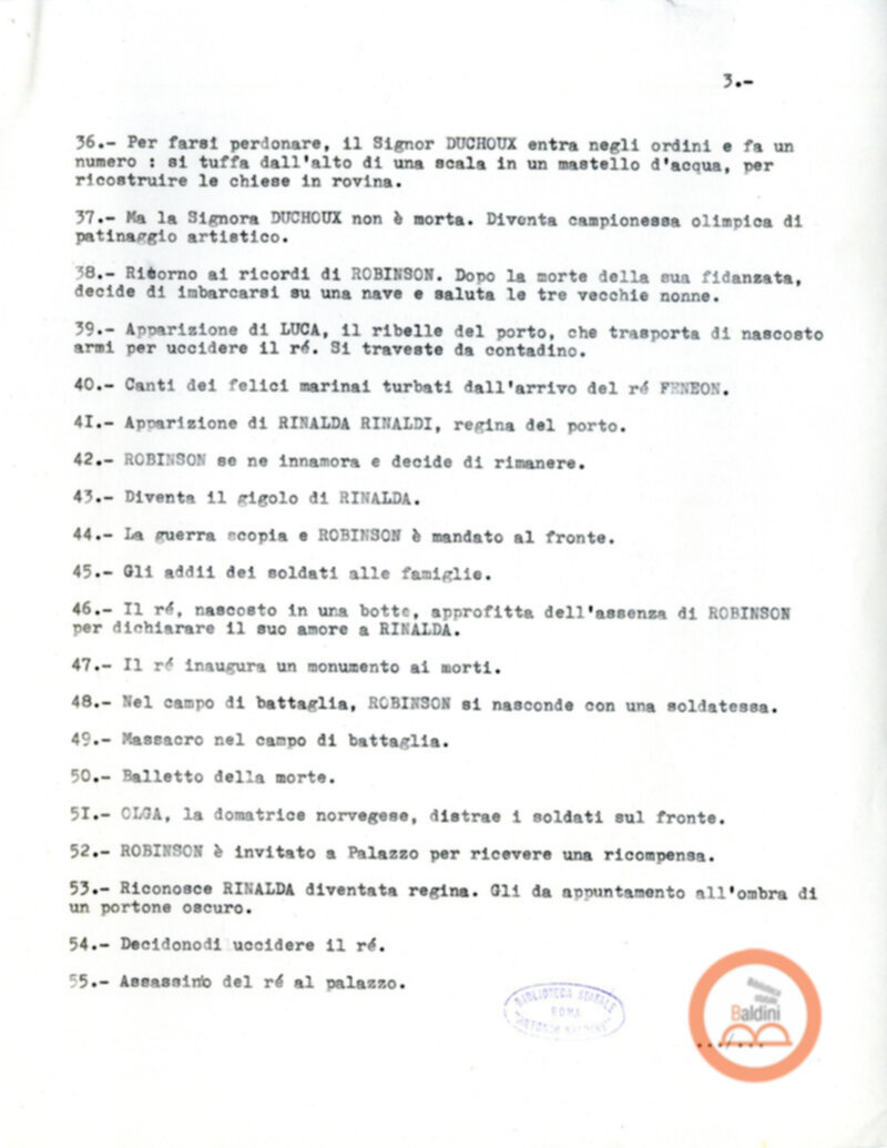 Gli ultimi giorni di solitudine di Robinson Crusoe - scaletta