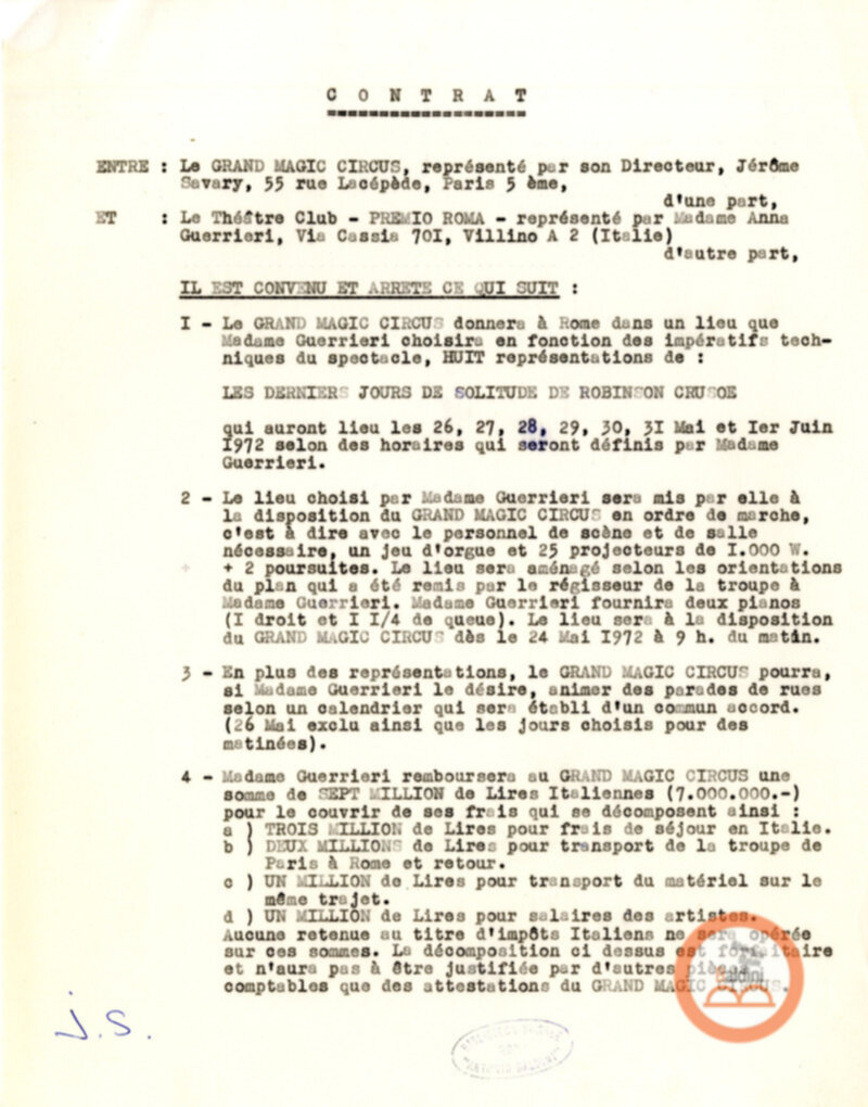 Gli ultimi giorni di solitudine di Robinson Crusoe - corrispondenza e stipule contrattuali