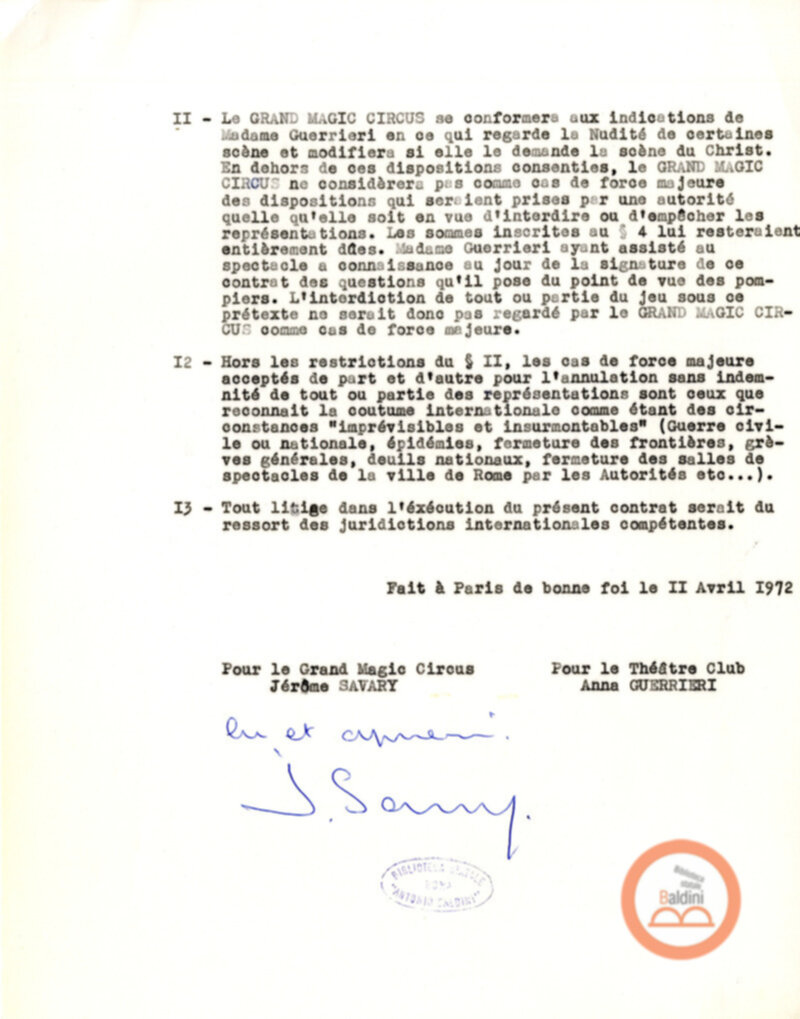 Gli ultimi giorni di solitudine di Robinson Crusoe - corrispondenza e stipule contrattuali
