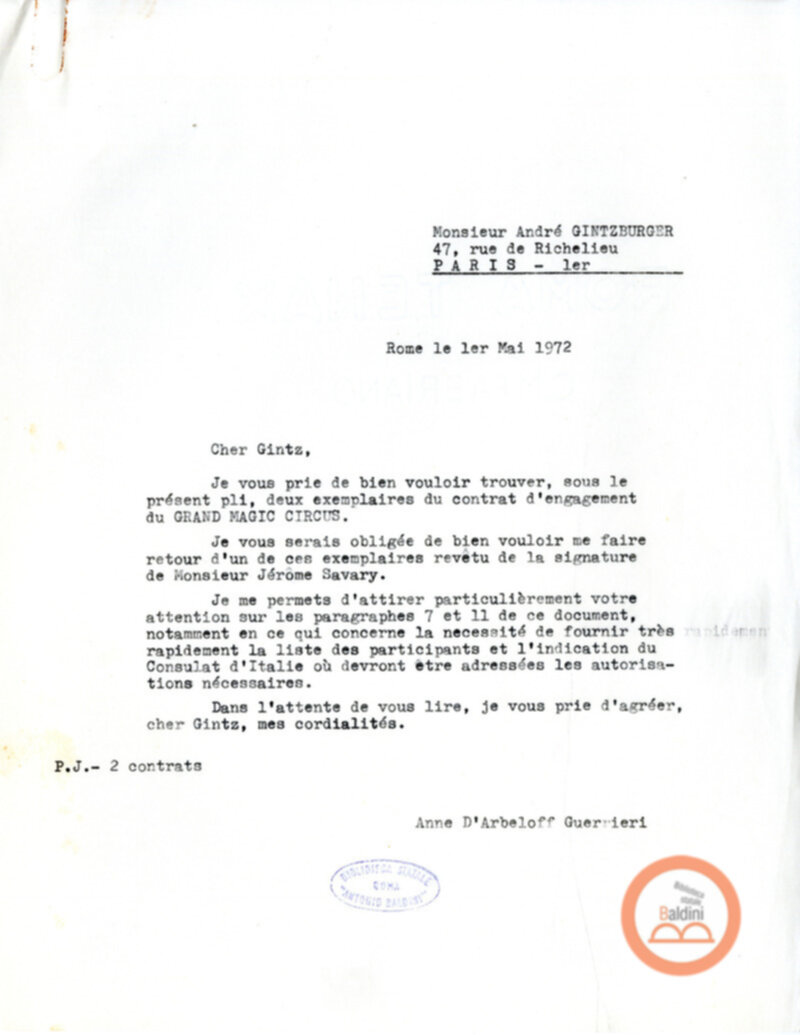 Gli ultimi giorni di solitudine di Robinson Crusoe - corrispondenza e stipule contrattuali