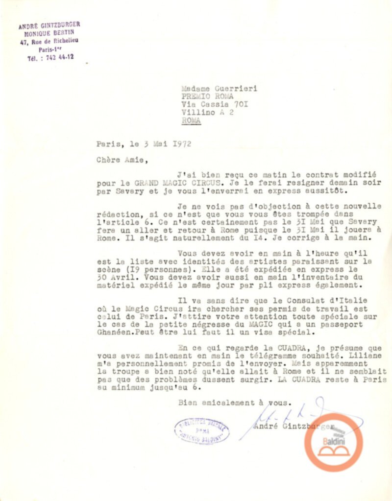 Gli ultimi giorni di solitudine di Robinson Crusoe - corrispondenza e stipule contrattuali