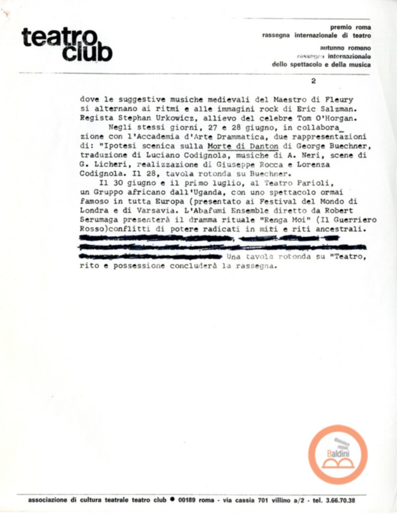 Giornate internazionali dello spettacolo - comunicato manifestazione