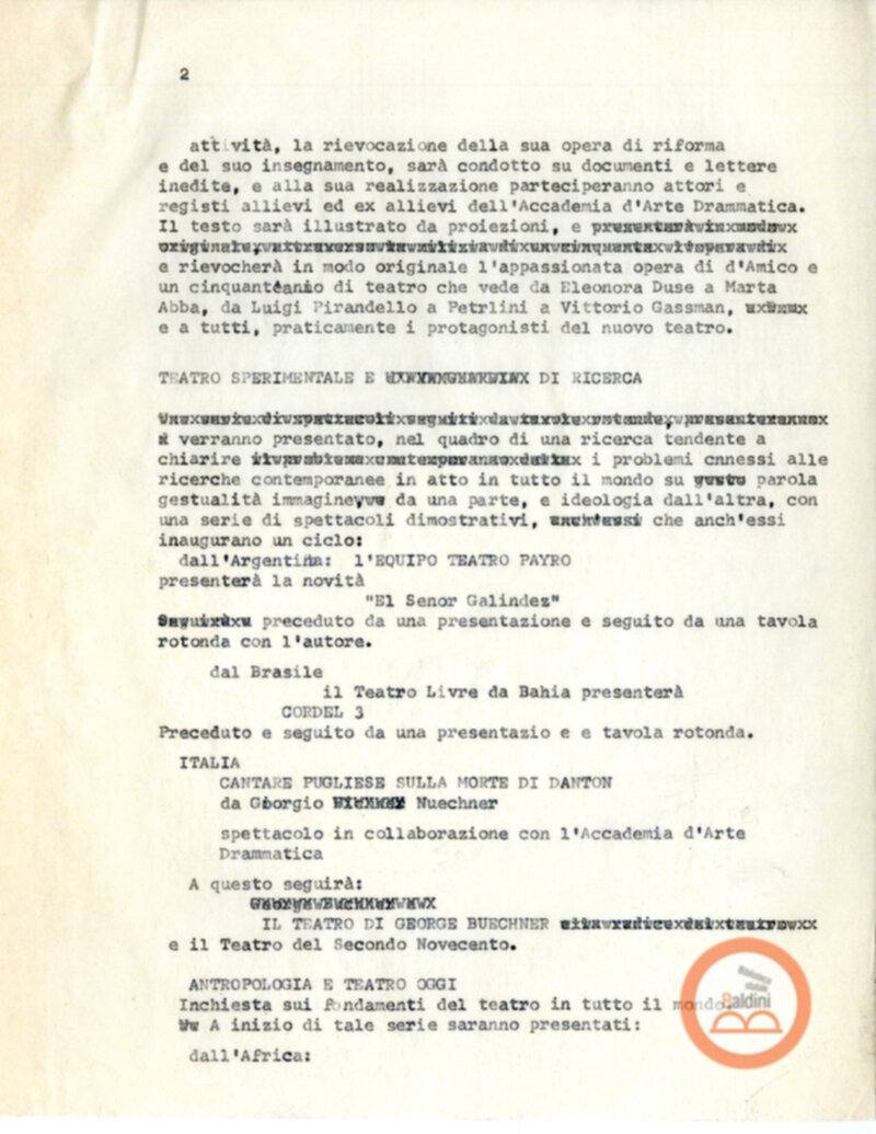 Giornate internazionali dello spettacolo - corrispondenza