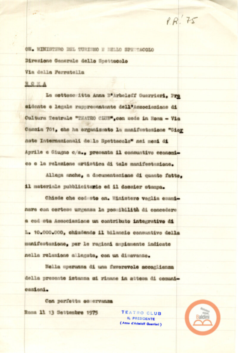 Giornate internazionali dello spettacolo - corrispondenza