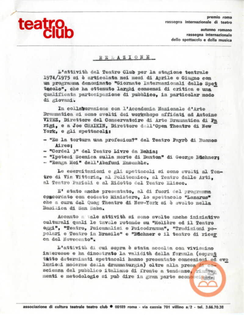 Giornate internazionali dello spettacolo - corrispondenza