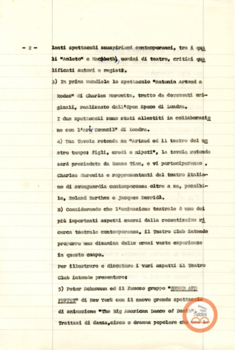 Giornate internazionali dello spettacolo - corrispondenza