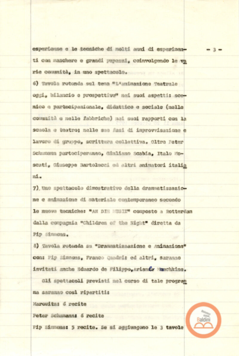 Giornate internazionali dello spettacolo - corrispondenza