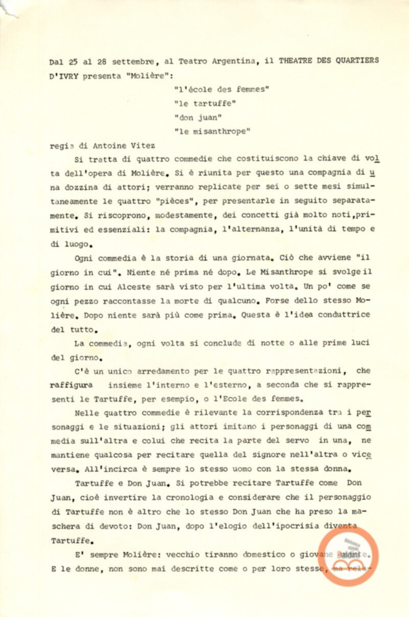 Moliere - dossier stampa