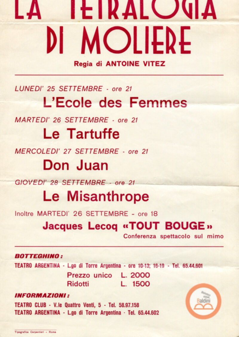 Locandina La tetralogia di Molier