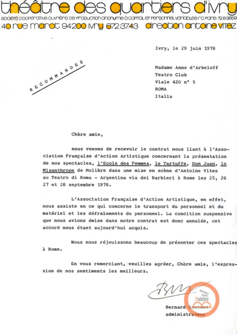 La tetralogia di Molier - corrispondenza